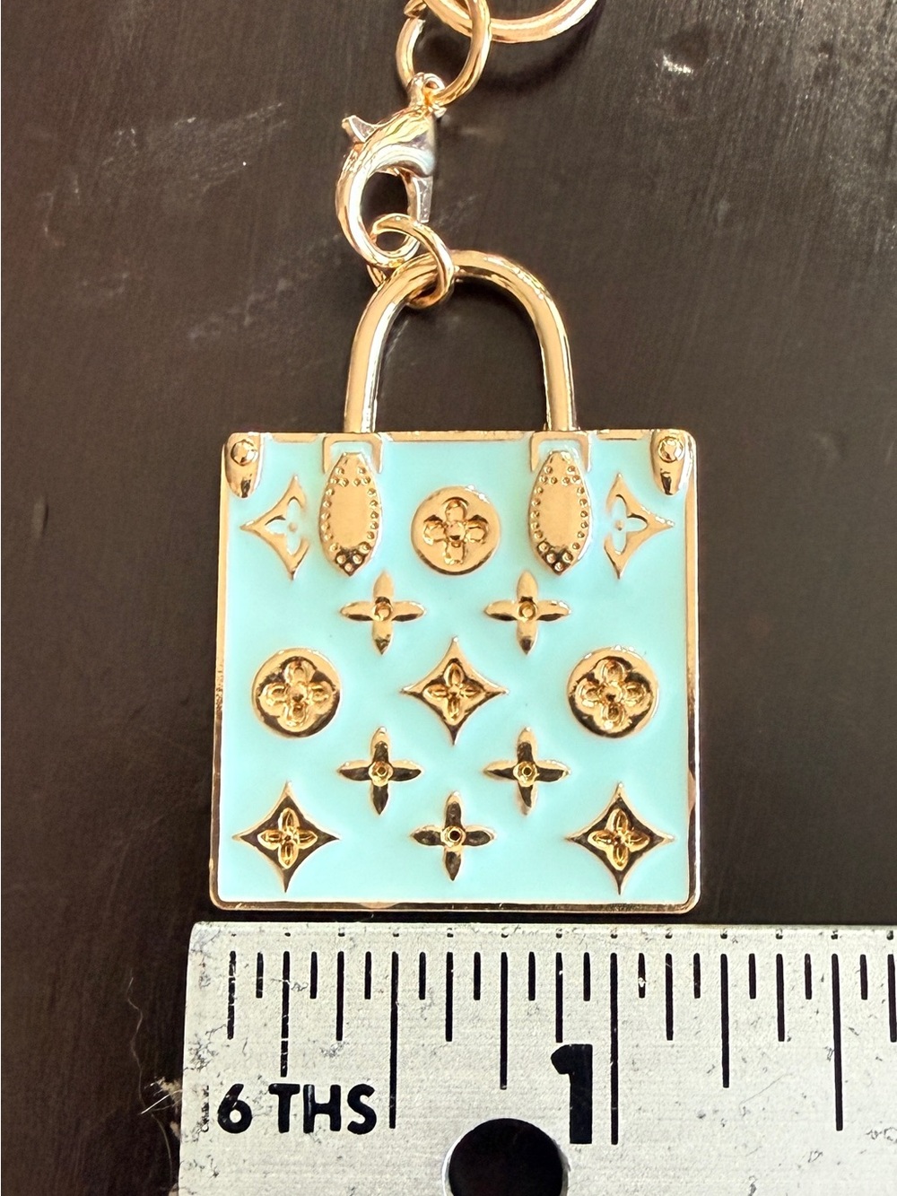 Louis Vuitton EUC stamped Mini
Bag Charm/Keychain/
Tiffany Blue & Gold - Picture 8 of 8